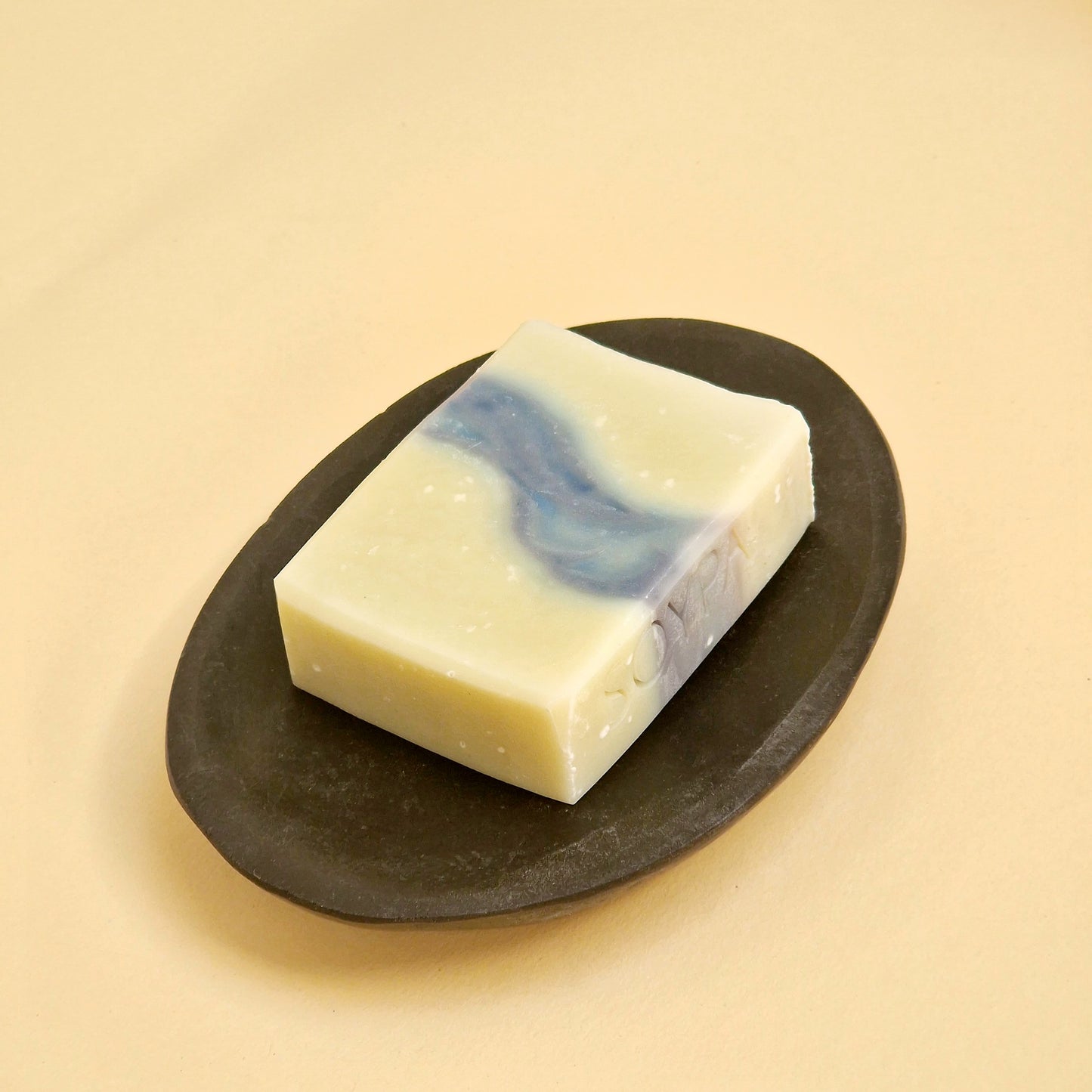 Soap dish black marble - oval