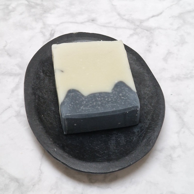 Soap dish black marble - oval