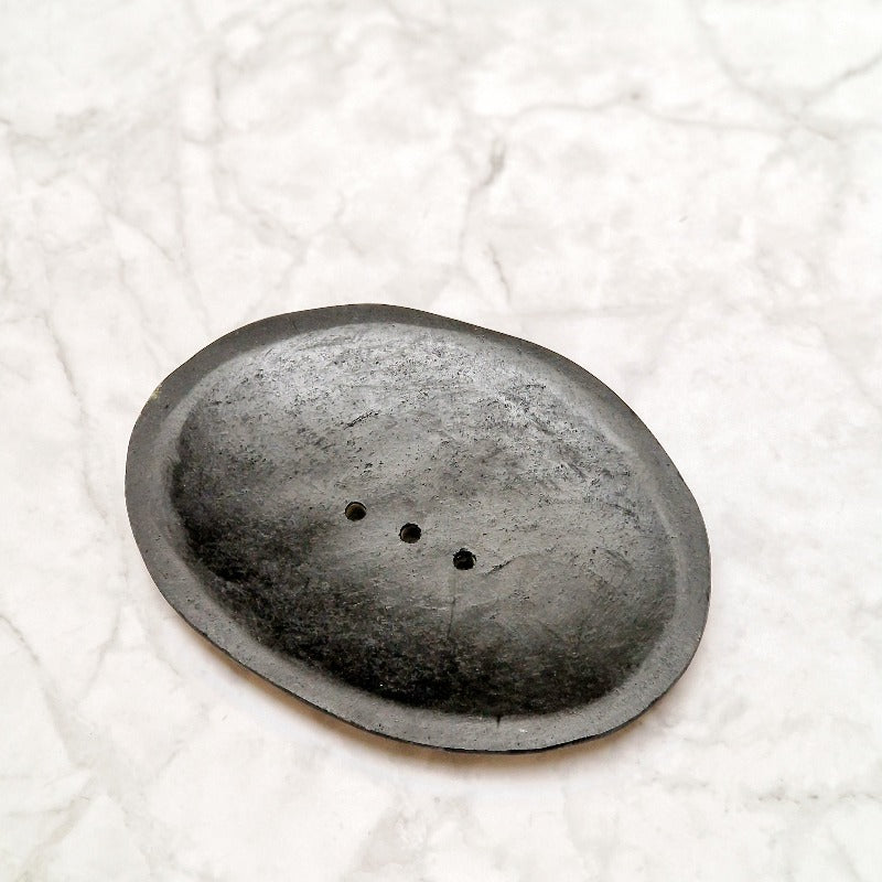 Soap dish black marble - oval